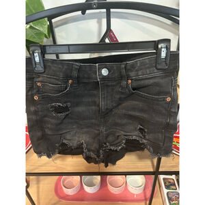 Women's American Eagle Black Distressed Jean Shorts Size 4
